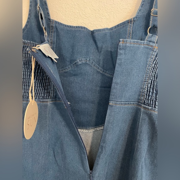 NWT Selfie Leslie High Frequency Midi Dress Washed Denim, M Blue Jean Bodycon - Picture 10 of 12